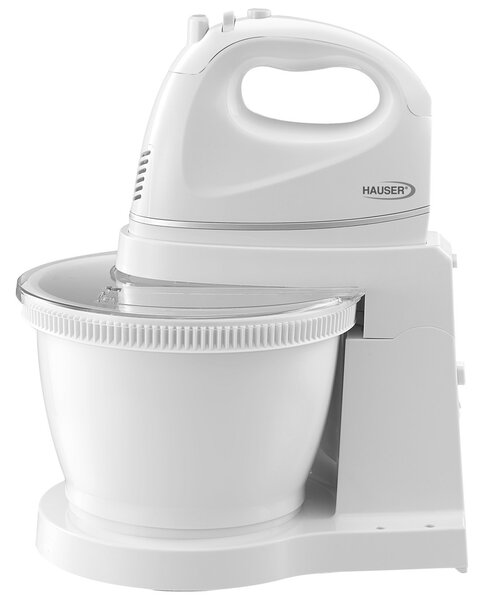 HAUSER SM-930 tálas mixer, 300 W, 2,5 literes forgó keverőtál, 5 sebesség, állvány, fehér