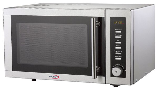 HAUSER MW-825 mikrohullámú sütő grill funkcióval, 900 W, 25 liter, digitális, 9 program, 11 fokozat, inox/szürke színű