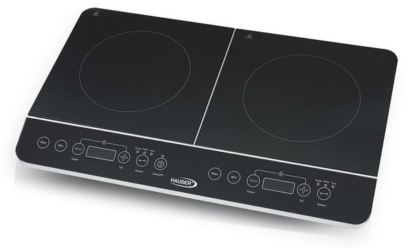 HAUSER IC-2214 indukciós főzőlap, 3500 W, 2 főzőlap, üvegkerámia, LCD kijelző, max. 240 °C, időzítő, gyerekzár, fekete színű