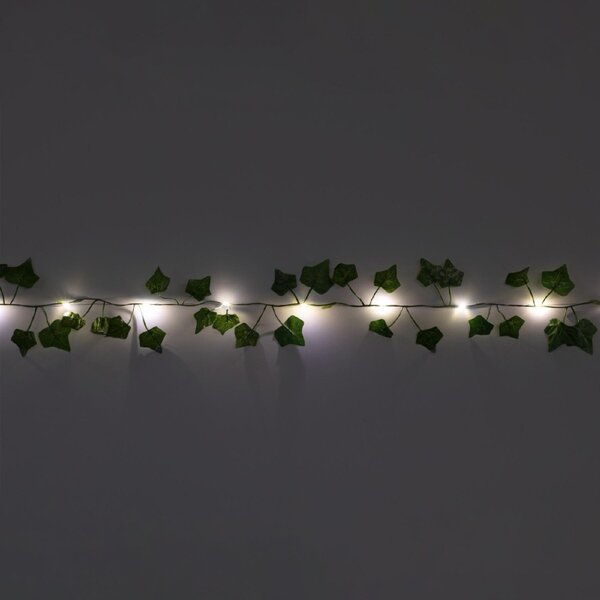 HOME ATM05 borostyánlevél fényfüzér, 2 méter, 20 db melegfehér micro LED, időzítő, elemes tápellátás, beltéri kivitel
