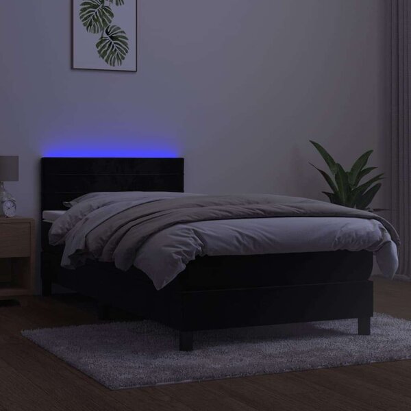 VidaXL Ágy - Fekete Bársony - 90x200 cm