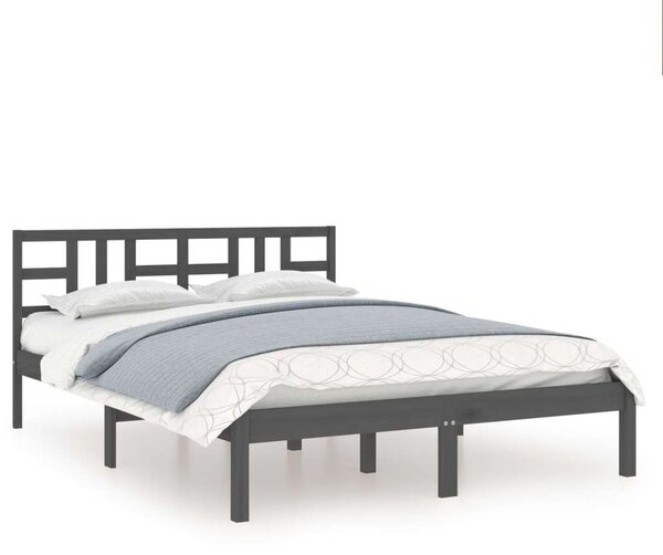 VidaXL Szürke Ágykeret - Tömörfa - 200x200 cm