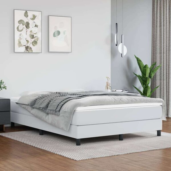VidaXL Fehér Műbőr Ágymatrac - Zsebrugós - 140x190 cm