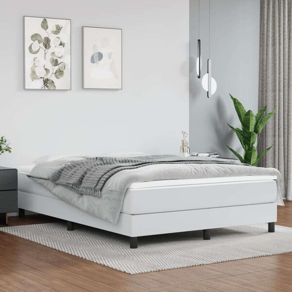 VidaXL Fehér Műbőr Ágymatrac - Zsebrugós - 140x190 cm