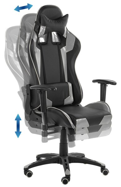 Gamer szék KNIGHT Műbőr Ezüst