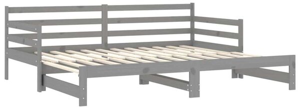 VidaXL szürke tömör fenyőfa kihúzható kanapéágy 2 x (90 x 200) cm