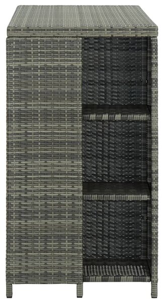 Szürke polyrattan bárasztal tárolópolccal 120 x 60 x 110 cm