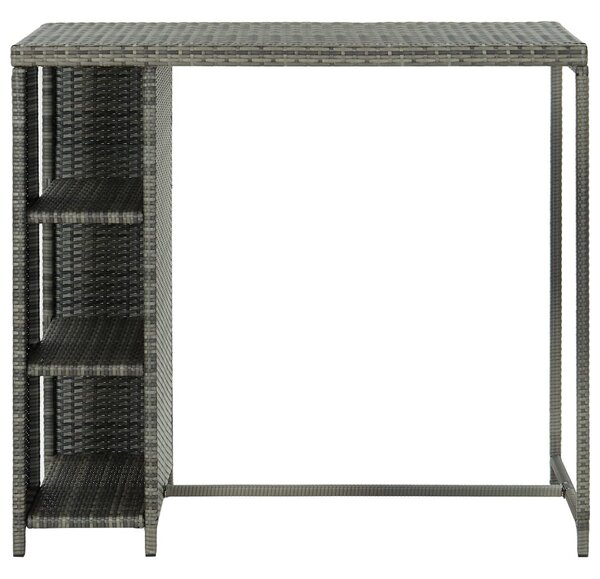 Szürke polyrattan bárasztal tárolópolccal 120 x 60 x 110 cm