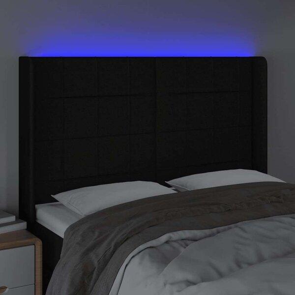 VidaXL LED-es Fejtámla - Fekete Szövet - 147x16x118/128cm