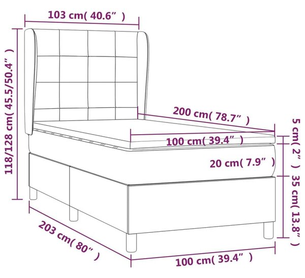 VidaXL Rózsaszín Bársony Ágy Matraccal - 100x200 cm