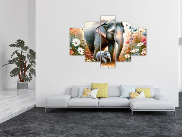 Kép - Elefánt mama, akvarell (150x105 cm)