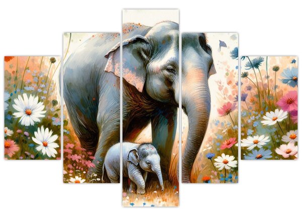 Kép - Elefánt mama, akvarell (150x105 cm)