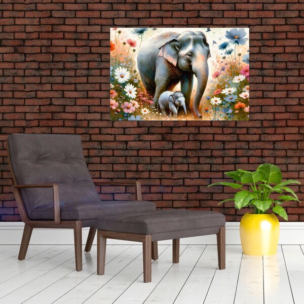 Kép - Elefánt mama, akvarell (90x60 cm)