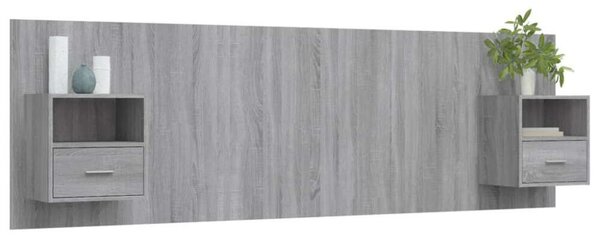 VidaXL Ágyfejtámla Éjjeliszekrénnyel - Sonoma Szürke - 160cm