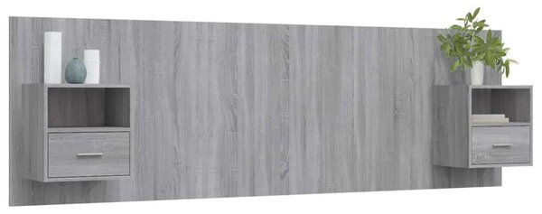 VidaXL Ágyfejtámla Éjjeliszekrénnyel - Sonoma Szürke - 160cm