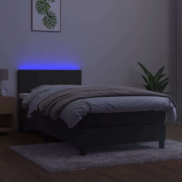 VidaXL Bársony Ágy Matraccal - 80x200 cm - LED