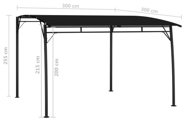 Antracitszürke kerti napellenző 3 x 3 x 2,55 m