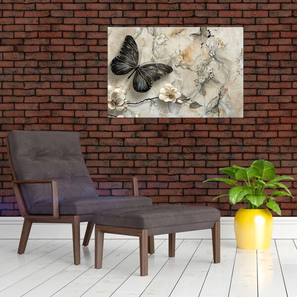 Kép - Márvány háttér pillangókkal (90x60 cm)