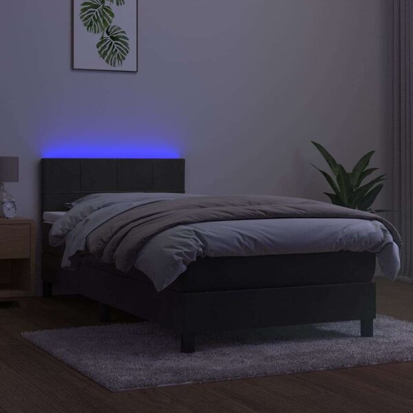 VidaXL Bársony Ágy Matraccal - 80x200 cm - LED