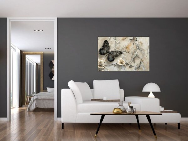Kép - Márvány háttér pillangókkal (90x60 cm)
