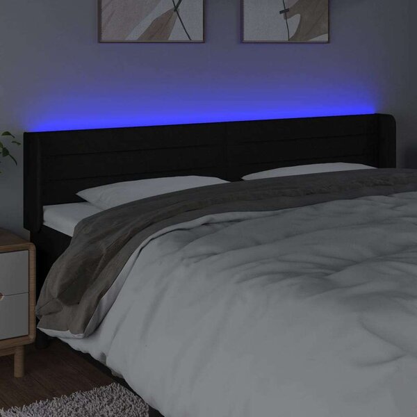 VidaXL fekete szövet LED-es fejtámla 163 x 16 x 78/88 cm