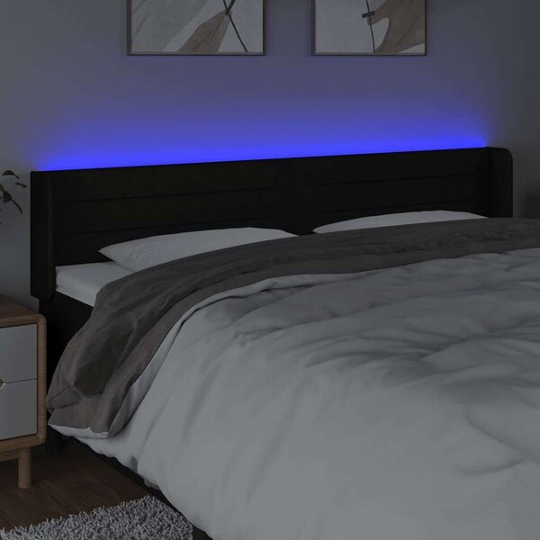 VidaXL fekete szövet LED-es fejtámla 163 x 16 x 78/88 cm