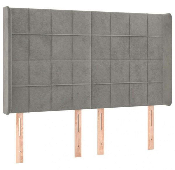 Bársony LED Fejtámla - Világosszürke - 147x16x118/128cm