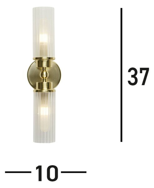Searchlight Imperial fali lámpa, sárgaréz, 2-lámpás, acél, üveg, IP44, dimmelhető, Sárgaréz / arany, Fürdőszoba, fém