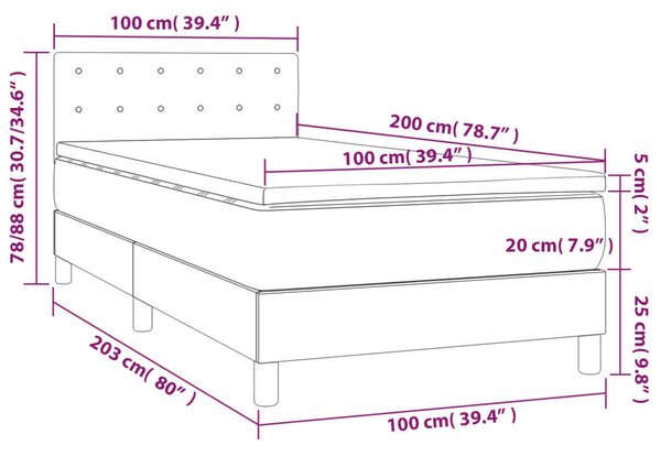 VidaXL Ágy - Szürke Műbőr - 100x200 cm
