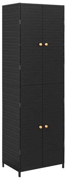 Kerti Tárolószekrény - Polyrattan - Fekete - 180cm