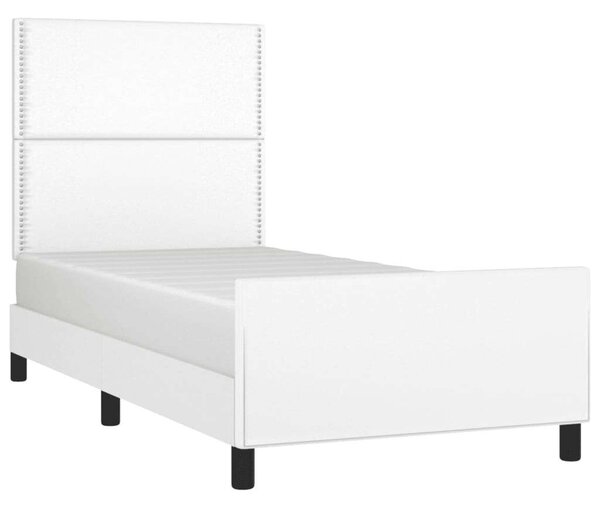 VidaXL Fehér Műbőr Ágykeret Fejtámlával - 100x200 cm