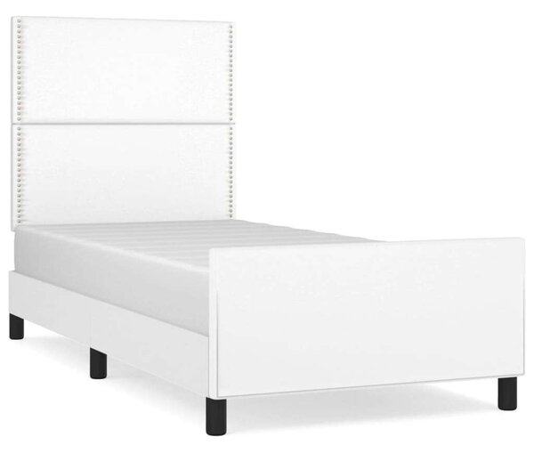 VidaXL Fehér Műbőr Ágykeret Fejtámlával - 100x200 cm