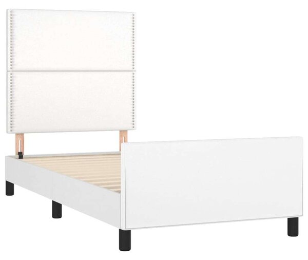 VidaXL Fehér Műbőr Ágykeret Fejtámlával - 100x200 cm