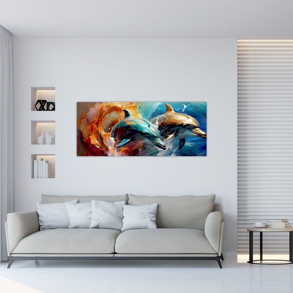 Kép - Delfin festmény (120x50 cm)