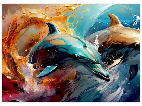 Kép - Delfin festmény (70x50 cm)