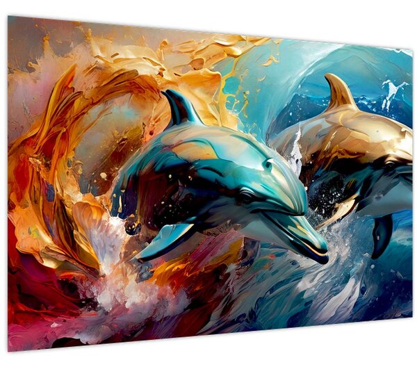 Kép - Delfin festmény (90x60 cm)