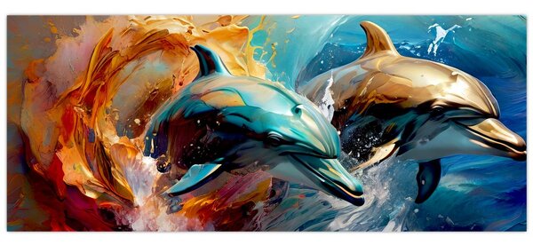 Kép - Delfin festmény (120x50 cm)