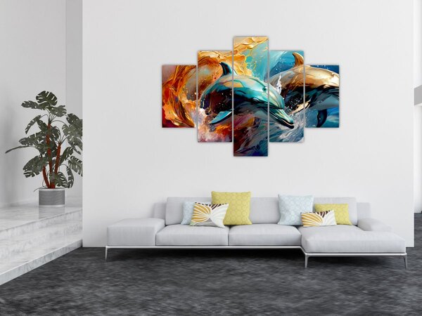 Kép - Delfin festmény (150x105 cm)