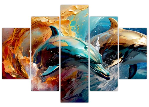 Kép - Delfin festmény (150x105 cm)