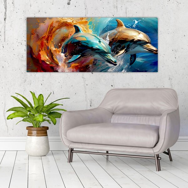 Kép - Delfin festmény (120x50 cm)