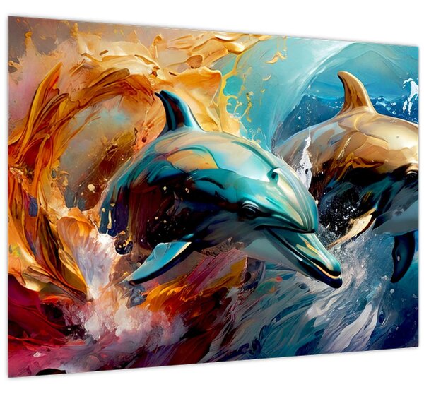 Kép - Delfin festmény (70x50 cm)