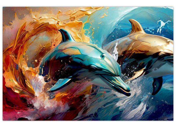 Kép - Delfin festmény (90x60 cm)