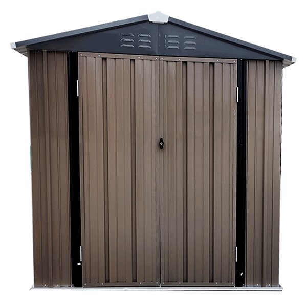KONDELA Pléh kerti szerszámos ház, barna/antracit, 2x1,3 m, RADOL