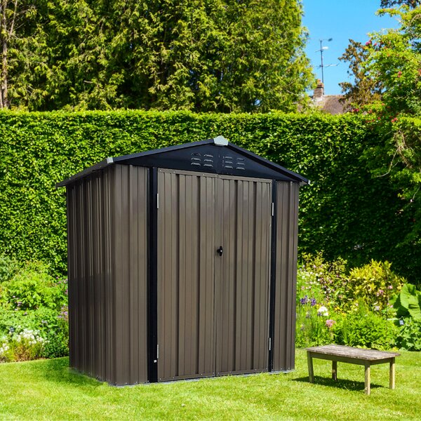 KONDELA Pléh kerti szerszámos ház, barna/antracit, 2x1,3 m, RADOL