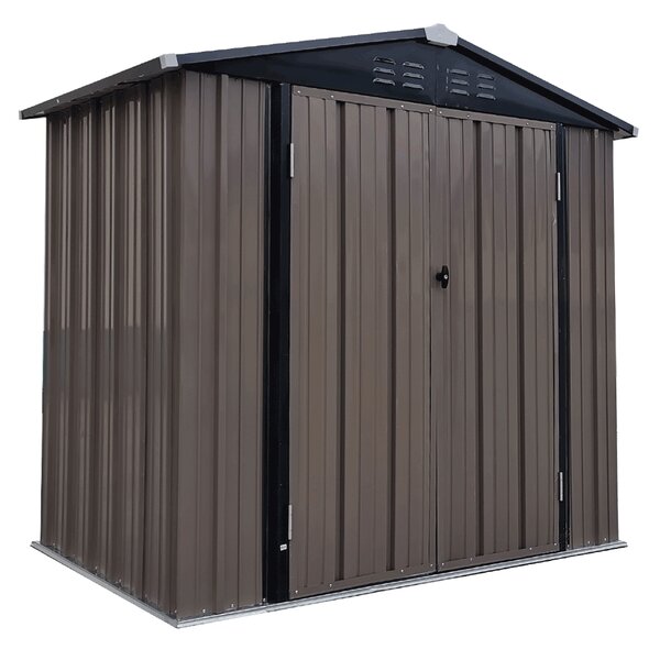 KONDELA Pléh kerti szerszámos ház, barna/antracit, 2x1,3 m, RADOL