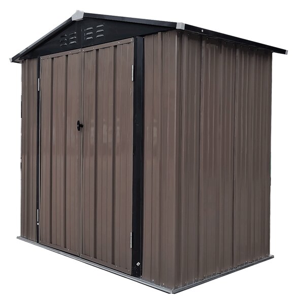 KONDELA Pléh kerti szerszámos ház, barna/antracit, 2x1,3 m, RADOL
