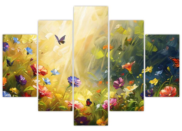 Kép - Tavaszi virágos rét, festmény (150x105 cm)
