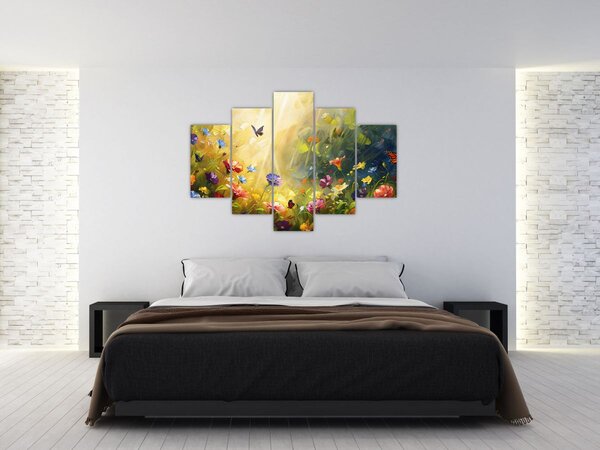 Kép - Tavaszi virágos rét, festmény (150x105 cm)
