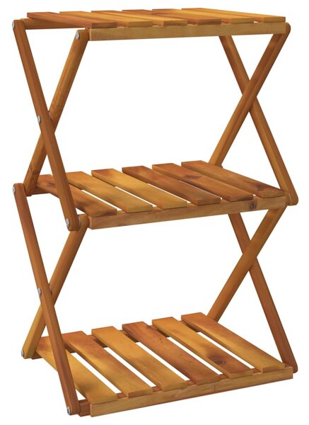 3 szintes barna tömör akácfa összecsukható polc 43 x 31 x 63 cm