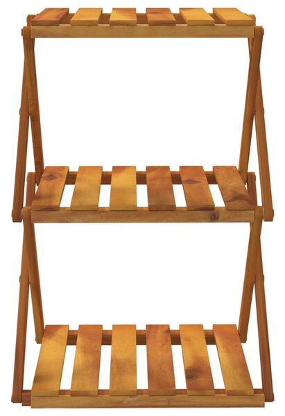 3 szintes barna tömör akácfa összecsukható polc 43 x 31 x 63 cm
